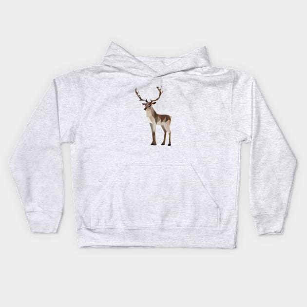 Low Poly Stag in Brown Kids Hoodie by shaldesign